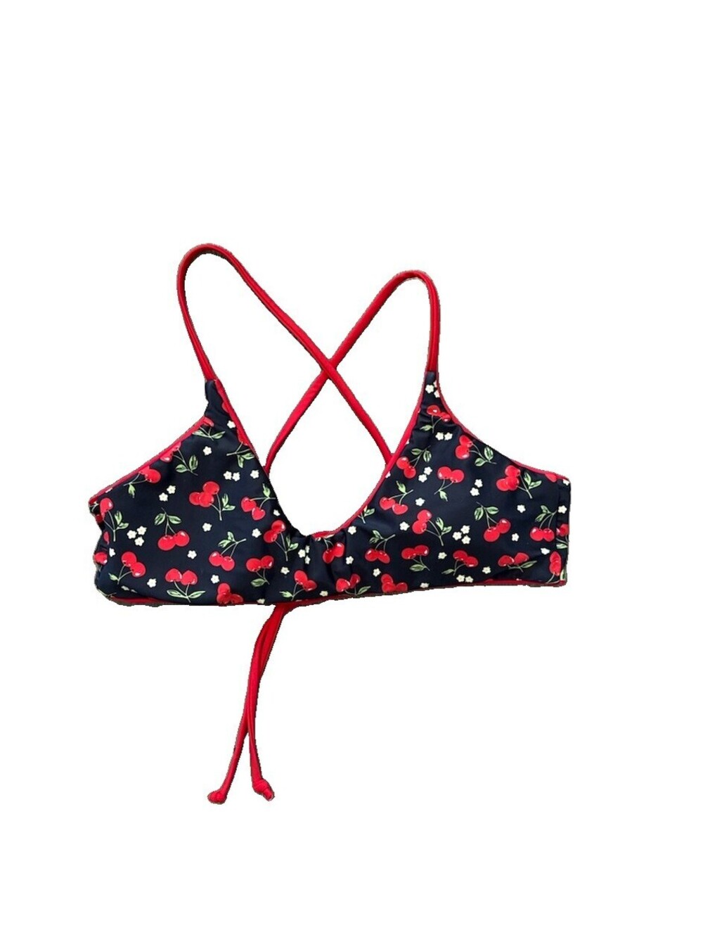 Bikini Top | Women’s | Medium | Cherry Print | Red, Black | Reversible